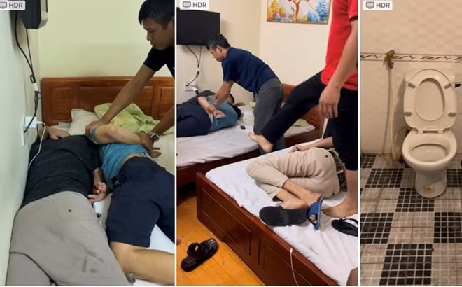 Các đối tượng bị bắt quả tang. Ảnh: Công an Hải Phòng