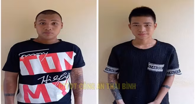 2 trong số 3 bị can là Vũ Trung Hải và Nguyễn Công Trường tại cơ quan điều tra. Ảnh: Công an tỉnh Thái Bình