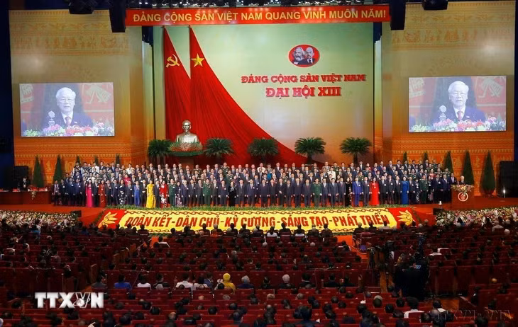 Tổng Bí thư Nguyễn Phú Trọng phát biểu tại Lễ ra mắt Ban Chấp hành Trung ương khóa XIII (Hà Nội, 1/2/2021). (Ảnh: Doãn Tấn/TTXVN)