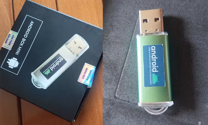 Thiết bị được quảng cáo là Android USB bán với giá 700.000 đồng nhưng thực chất là đầu đọc thẻ microSD giá chưa tới 10.000 đồng. Ảnh: Sata Vi/Facebook