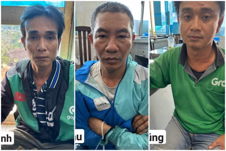 Các đối tượng Huỳnh Thông Minh, Vũ Đức Sáu, Nguyễn Tấn Dũng tại cơ quan điều tra.