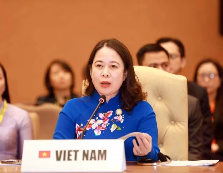 Phó Chủ tịch nước Võ Thị Ánh Xuân phát biểu tại phiên họp toàn thể Hội nghị Cấp cao lần thứ 19 Phong trào Không liên kết. (Ảnh: TTXVN)