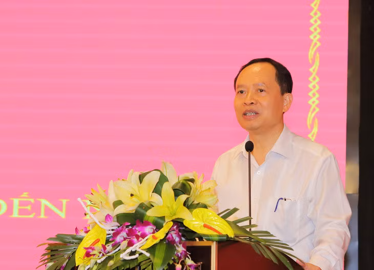 Ông Trịnh Văn Chiến - cựu bí thư Tỉnh ủy Thanh Hóa - phát biểu tại một hội nghị khi còn đương chức - Ảnh: HÀ ĐỒNG
