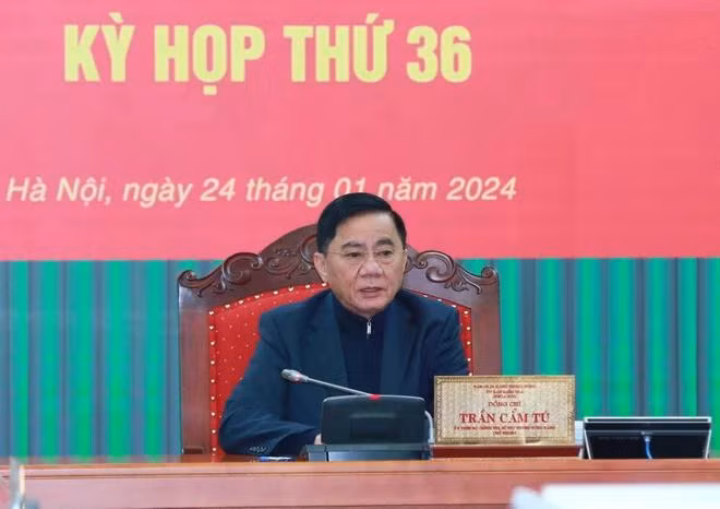 Ông Trần Cẩm Tú, Ủy viên Bộ Chính trị, Bí thư Trung ương Đảng, Chủ nhiệm Ủy ban Kiểm tra Trung ương chủ trì Kỳ họp. (Ảnh: Phương Hoa/TTXVN)