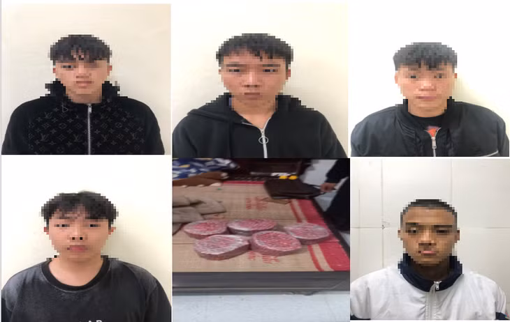 Các đối tượng cùng tang vật.
