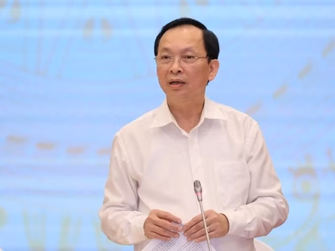 Phó thống đốc Ngân hàng Nhà nước Đào Minh Tú tại họp báo Chính phủ. Ảnh: VGP