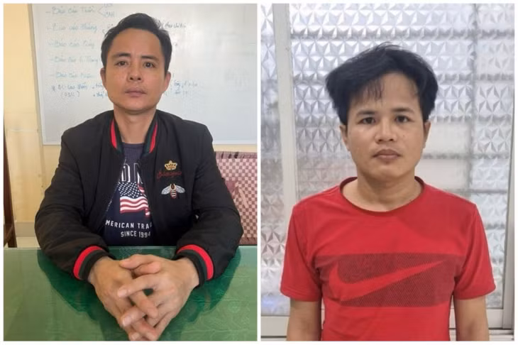 Hai đối tượng Nguyễn Hữu Oai và Nguyễn Hữu Như tại cơ quan điều tra.