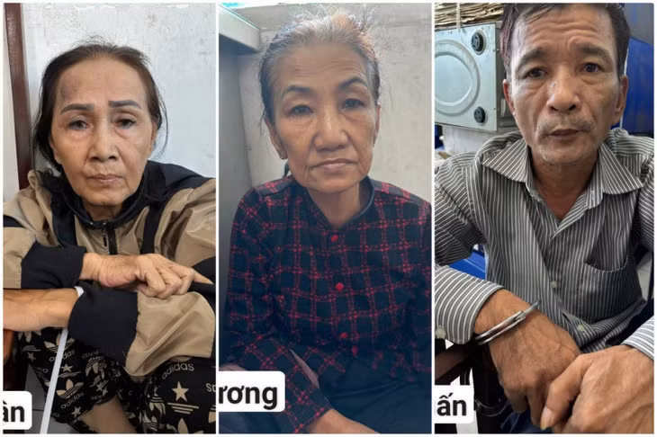 Các đối tượng Nguyễn Thị Mận, Lê Thị Ngọc Hương, Phù Văn Tuấn tại cơ quan điều tra.