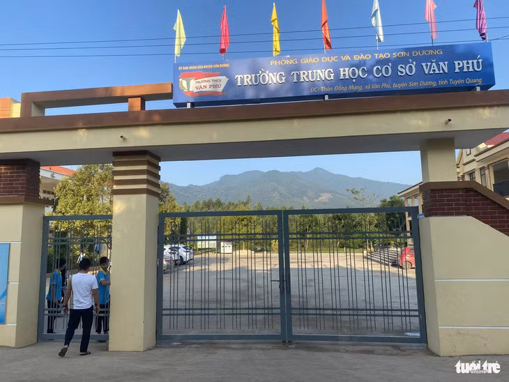 Trường THCS Văn Phú, huyện Sơn Dương, tỉnh Tuyên Quang - nơi xảy ra sự việc học sinh nhốt, ném dép cô giáo - Ảnh: NGUYÊN BẢO