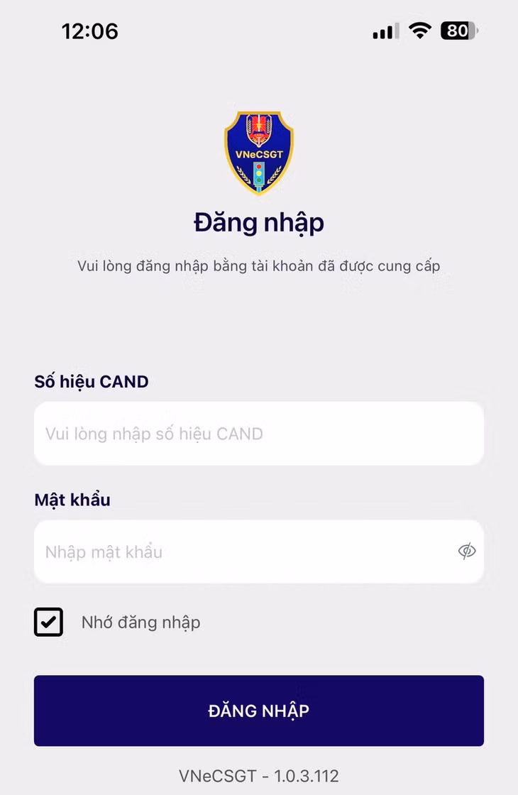 Ứng dụng mà lực lượng CSGT sử dụng để kiểm soát các phương tiện (Ảnh: Cục CSGT)