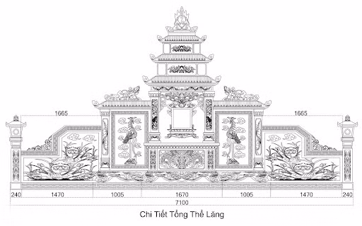 Bản vẽ chi tiết tổng thể lăng mộ đá