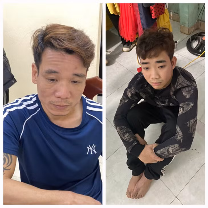 Hai bị can Lê Văn Hải và Trần Văn Kiên thời điểm vừa bị bắt giữ.
