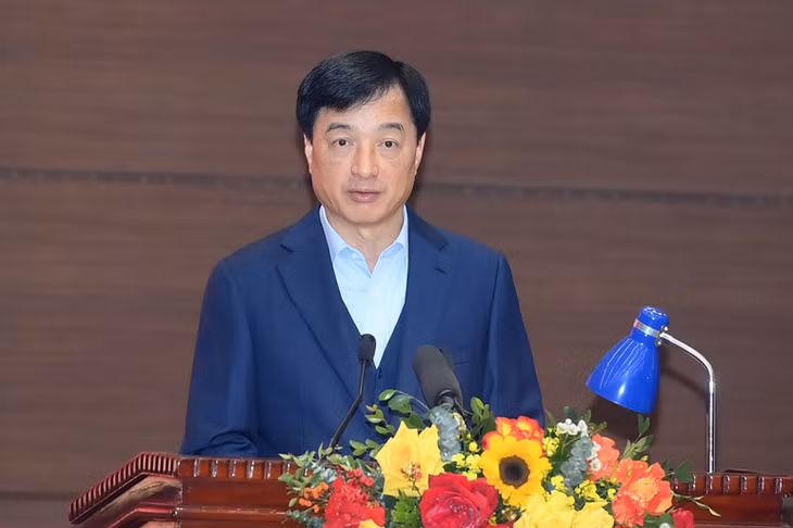Đồng chí Nguyễn Duy Ngọc, Ủy viên Bộ Chính trị, Bí thư Thành ủy Hà Nội phát biểu tại buổi làm việc. (Ảnh: ĐĂNG KHOA)