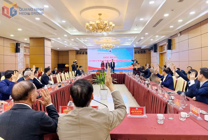 Các đại biểu biểu quyết thống nhất giới thiệu 3 người ứng cử đại biểu HĐND tỉnh.
