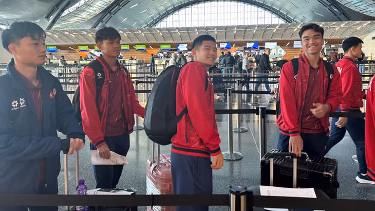 Các cầu thủ U23 Việt Nam tới Saudi Arabia để dự Vòng chung kết U23 châu Á 2026. (Ảnh: VFF)