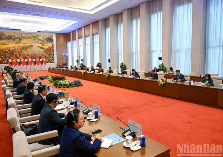 Quang cảnh hội kiến tại Nhà Quốc hội. (Ảnh: DUY LINH)