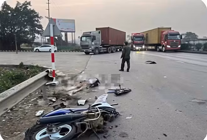 Hiện trường vụ tai nạn liên quan xe đầu kéo ở Quốc lộ 5. Ảnh: Ban An toàn giao thông TP Hải Phòng