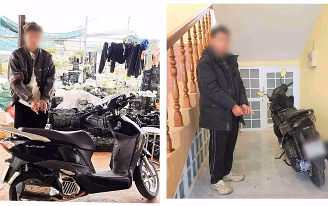 Hai đối tượng trộm xe máy tại Đà Lạt bị công an bắt giữ. Ảnh: Công an cung cấp