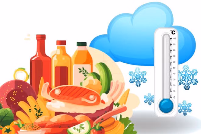 Tim mạch cần được chăm sóc bằng chế độ ăn uống phù hợp khi thời tiết lạnh. Đồ họa: Thiện Nhân