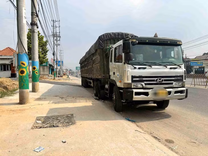 Xe tải liên quan đến vụ tai nạn. Ảnh: Đình Trọng