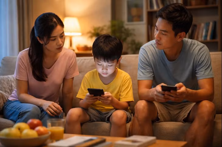 Chiếc điện thoại dần trở thành một phần tuổi thơ của nhiều đứa trẻ.