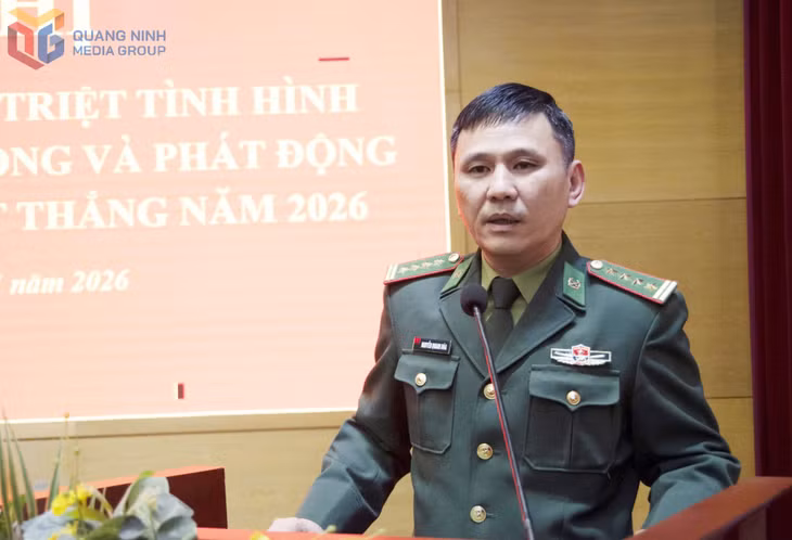Đại tá Nguyễn Quang Hòa, Chỉ huy trưởng BĐBP tỉnh quán triệt Mệnh lệnh công tác biên phòng năm 2026 của Bộ Tư lệnh BĐBP. 