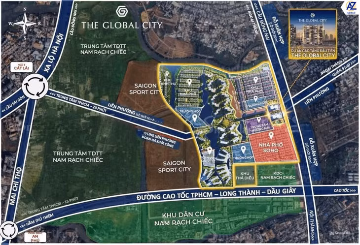 Vị trí chiến lược, tâm điểm kết nối đa hướng của nhà phố The Global City An Phú