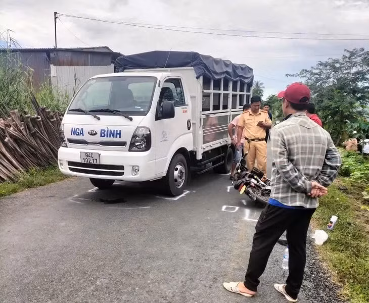 Hiện trường vụ tai nạn khiến nữ sinh lớp 9 tử vong - Ảnh: T.L.