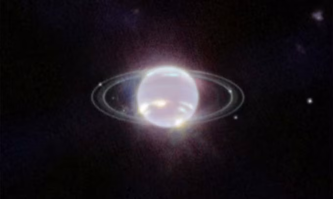 Sao Hải Vương và các vành đai trong ảnh chụp của kính James Webb. Ảnh: NASA/ESA/CSA/STScI