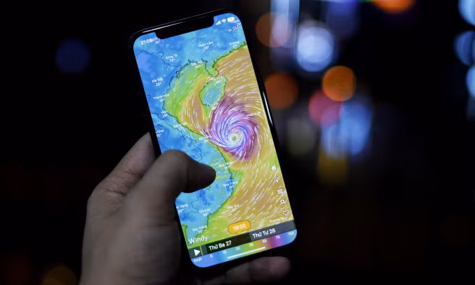 Giao diện ứng dụng Windy.com. Ảnh: Lưu Quý
