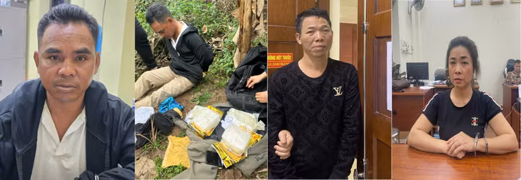 Các đối tượng trong vụ vận chuyển ma túy từ Kon Tum ra Quảng Ninh tiêu thụ. (từ trái sang phải là các đối tượng: Xá, Sản, Hà)