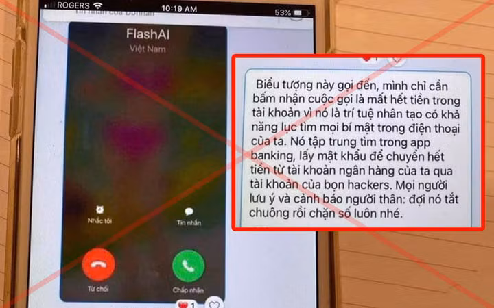 Dòng tin nhắn được lan truyền trên mạng xã hội nói về một hình thức lừa đảo mới, được chuyên gia an ninh mạng khẳng định là tin giả.