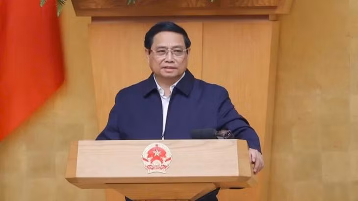 Thủ tướng Phạm Minh Chính phát biểu ý kiến tại phiên họp Chính phủ chuyên đề về xây dựng pháp luật. (Ảnh: TRẦN HẢI)
