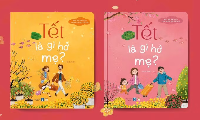 Hai phiên bản sách "Tết là gì hở mẹ?". Ảnh: LionBooks