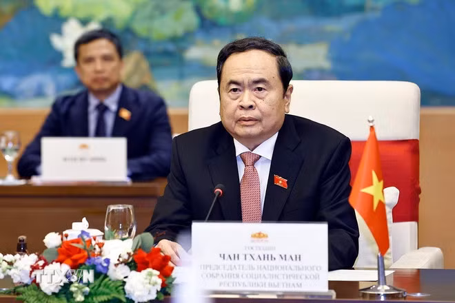 Chủ tịch Quốc hội Trần Thanh Mẫn phát biểu. (Ảnh: Doãn Tấn/TTXVN)