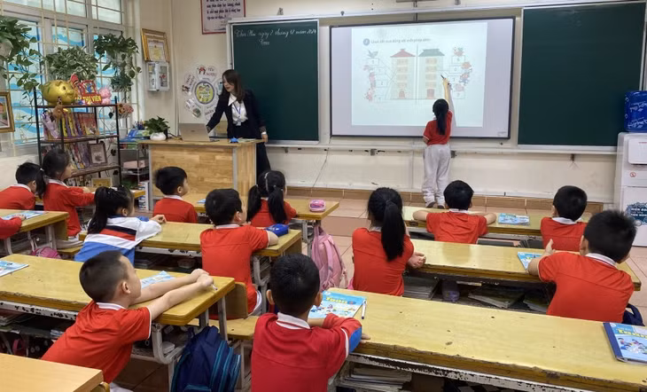 Một giờ học môn Tiếng Việt của học sinh Trường TH Hạ Long (TP Hạ Long). Ảnh: Ngọc Trâm.