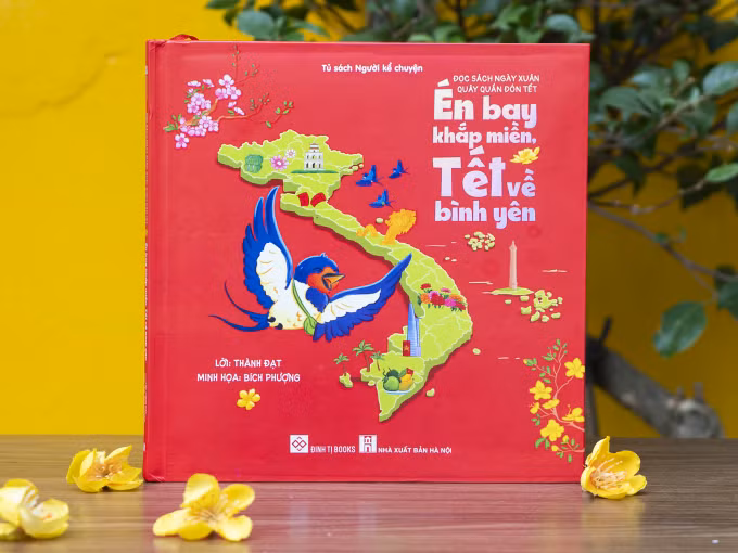 Bìa "Én bay khắp miền, Tết về bình yên". Ảnh: Đinh Tị Books