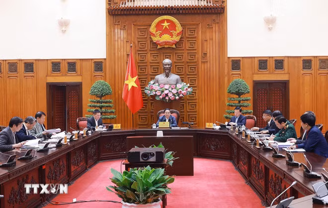 Thủ tướng Phạm Minh Chính chủ trì Phiên họp lần thứ 7 Ban Chỉ đạo tinh gọn bộ máy của Chính phủ. (Ảnh: Dương Giang/TTXVN)