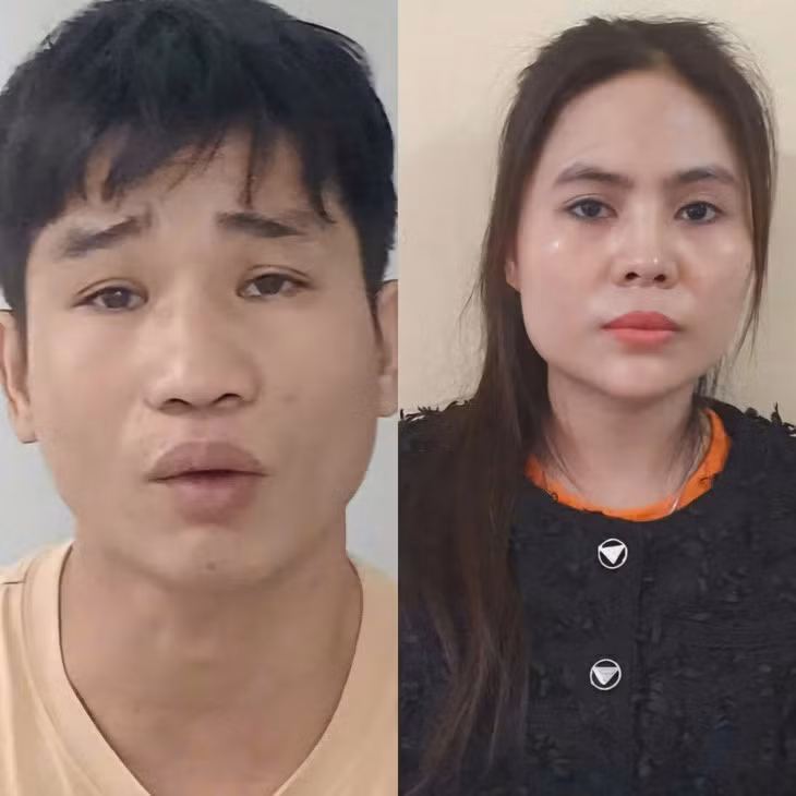 Hai bị can Trần Tuấn Vũ và Võ Thị Kim Thảo tại cơ quan điều tra - Ảnh: Cơ quan công an cung cấp
