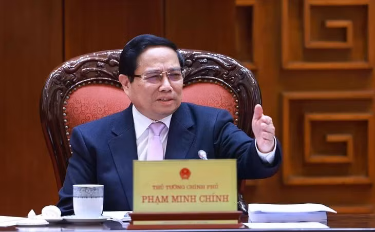 Thủ tướng Phạm Minh Chính, Trưởng Ban Chỉ đạo chủ trì Phiên họp lần thứ 10 của Ban Chỉ đạo tinh gọn bộ máy của Chính phủ. (Ảnh: Dương Giang/TTXVN)
