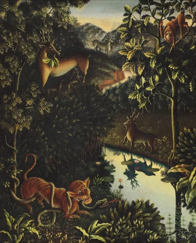 Bức tranh sơn dầu "Tierfabel" vẽ năm 1928, kích thước 81x65 cm. Ảnh: Sotheby's