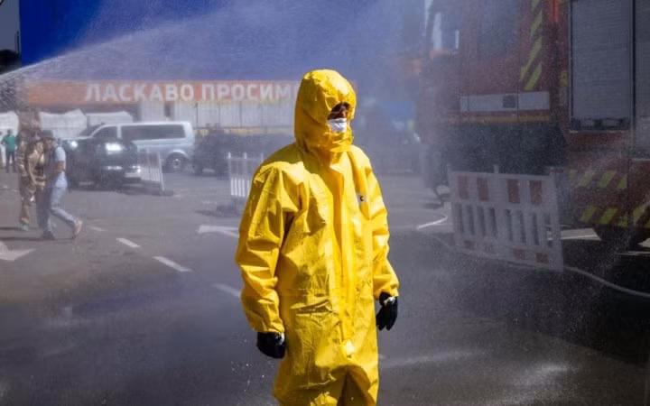 Diễn tập ứng phó sự cố hạt nhân tại Zaporizhzhia, Ukraine. (Ảnh: Getty)