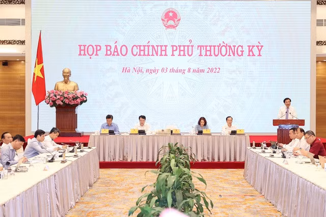 Họp báo Chính phủ thường kỳ tháng 7/2022 diễn ra chiều 3/8 - Ảnh: VGP/Nhật Bắc
