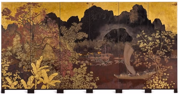 Bức "Quang cảnh vùng trung du Việt Nam" gồm sáu tấm, tổng kích thước 100x193 cm. Ảnh: Sotheby's