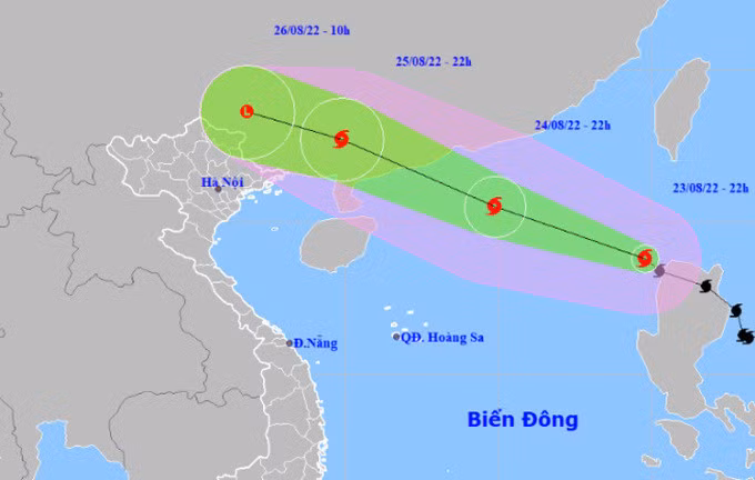 Dự báo đường đi và khu vực ảnh hưởng của bão Maon. Ảnh: NCHMF