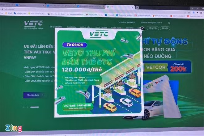 Thông báo ngưng dịch vụ dán miễn phí thẻ thu phí tự động của VETC.