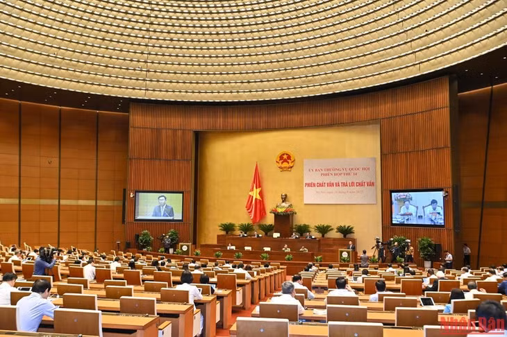 Phiên chất vấn và trả lời chất vấn tại phiên họp thứ 14 Ủy ban Thường vụ Quốc hội. (Ảnh: Duy Linh)