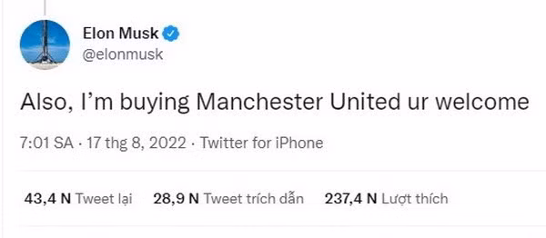 Ty phu Elon Musk gay soc khi tuyen bo mua lai Manchester United hinh anh 2