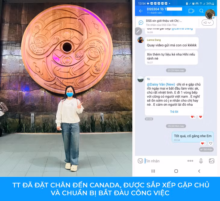 TT hạ cánh an toàn tại Vancouver. Sau khi được Team DSS Canada hỗ trợ ổn định chỗ ở. T được sắp xếp gặp chủ doanh nghiệp bảo lãnh và chuẩn bị bắt đầu công việc