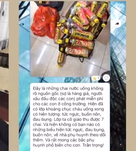 Tin nhắn cảnh báo của cô giáo về sự việc.